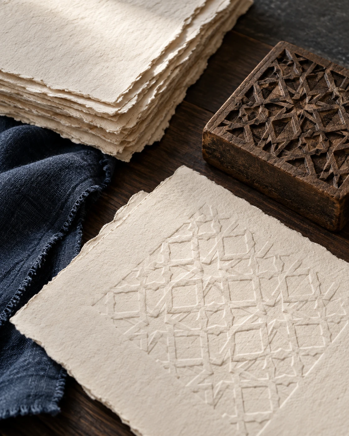 Close-up of paper, print and material samples
